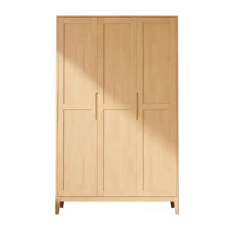 Freestanding Timber Natural Tall Storage Cabinet Armoire Image - 2