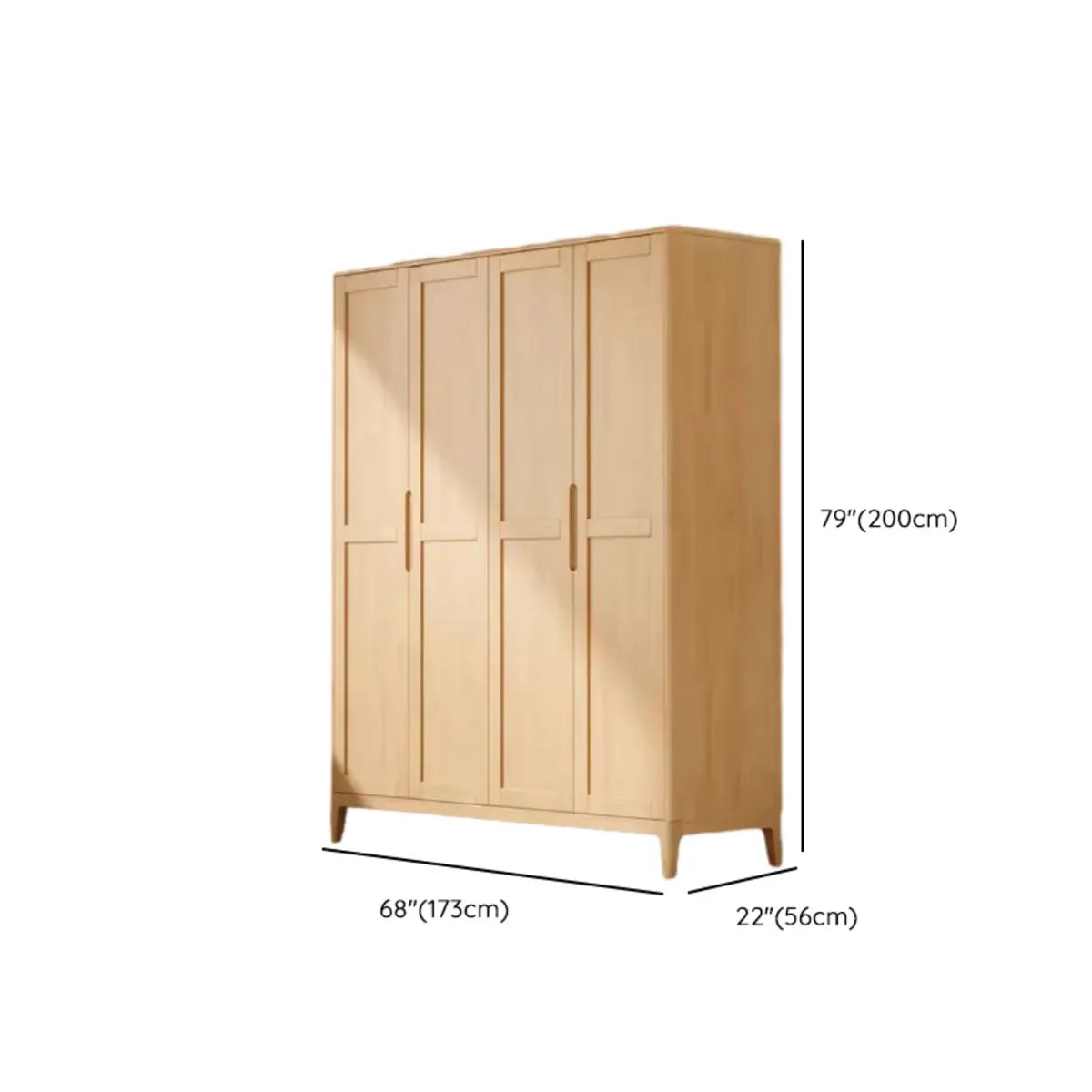 Freestanding Timber Natural Tall Storage Cabinet Armoire Image - 22