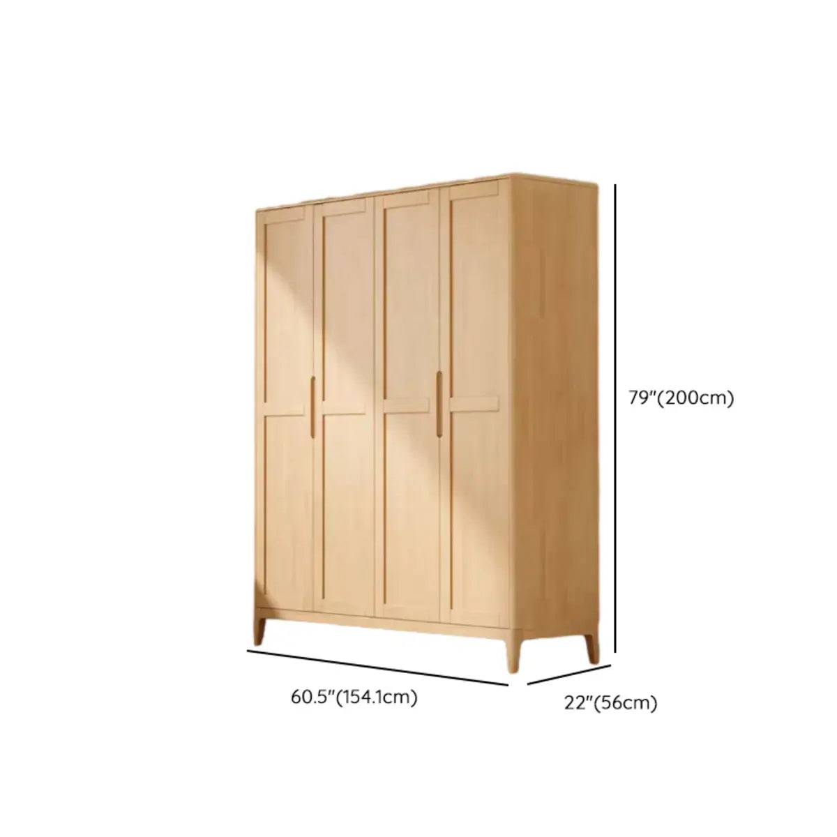 Freestanding Timber Natural Tall Storage Cabinet Armoire Image - 23