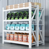 Freestanding White 4-Tier Heavy-Duty Garage Storage Shelves Image - 4