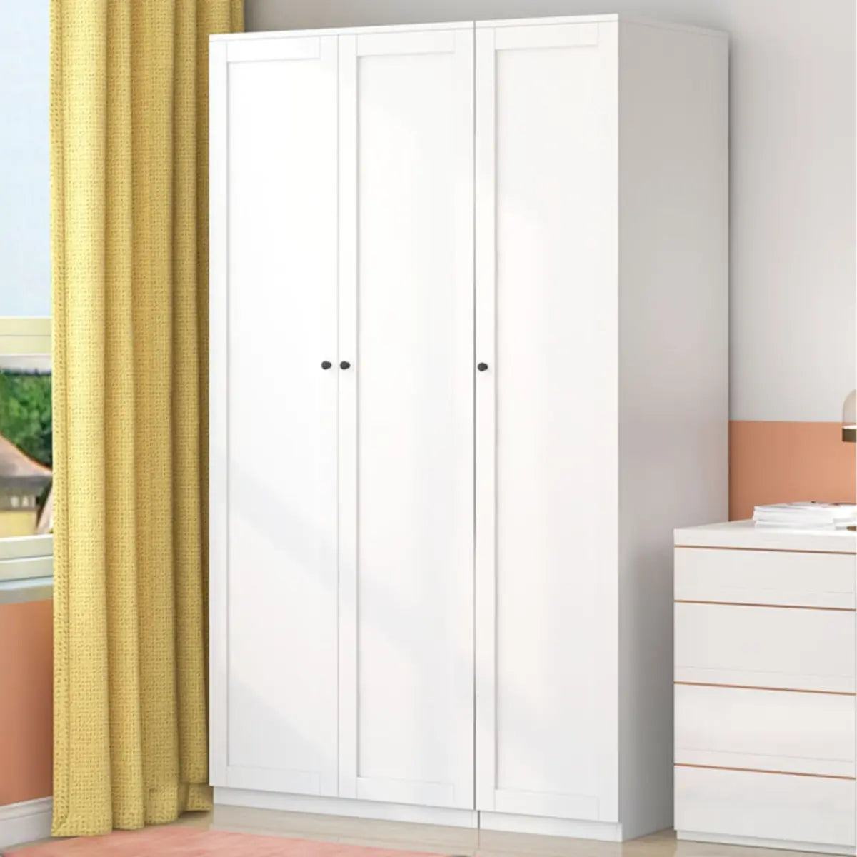 Freestanding White Alloy Wardrobe with Soft Close Doors Image - 6