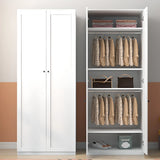 Freestanding White Alloy Wardrobe with Soft Close Doors Image - 9