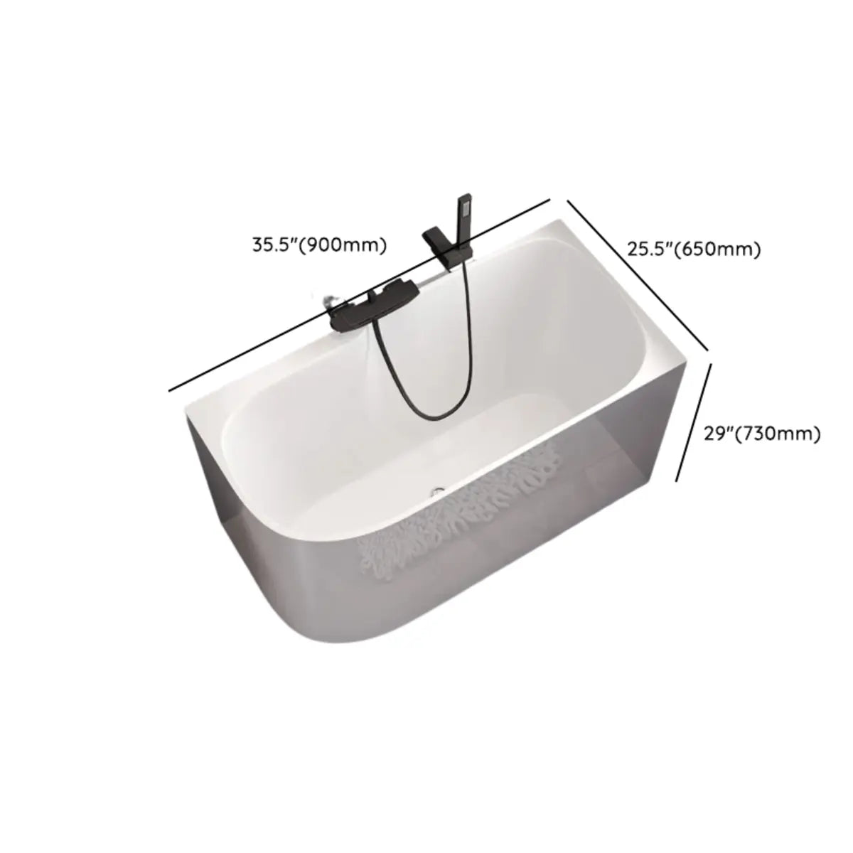 Freestanding White Lucite Rectangular 	Soaking Bathtub Image - 11