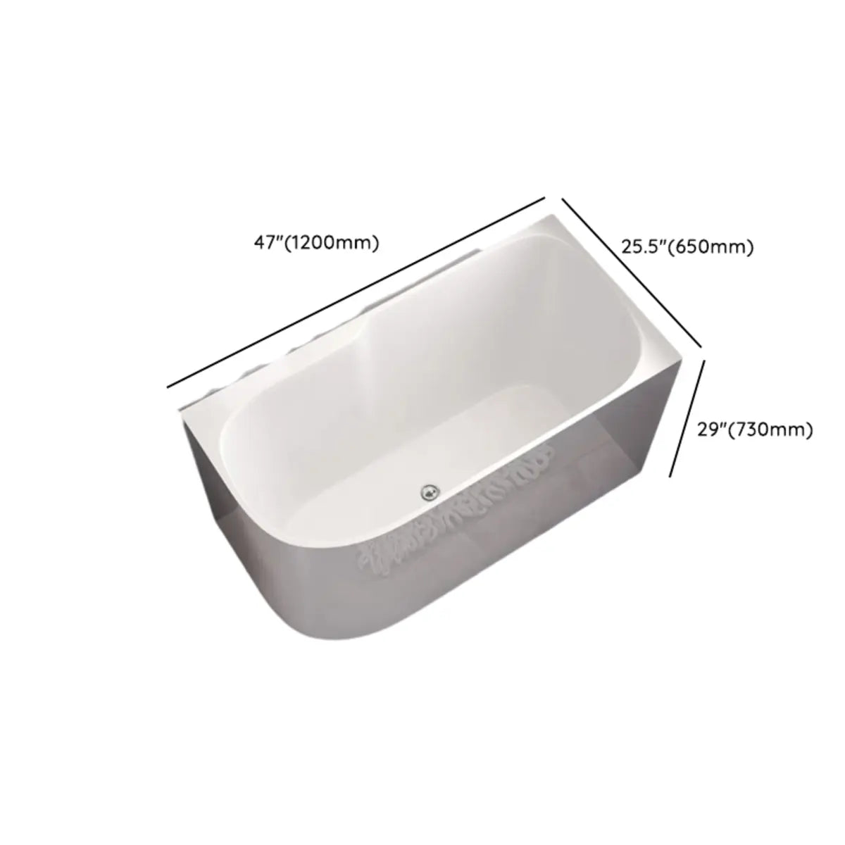 Freestanding White Lucite Rectangular 	Soaking Bathtub Image - 12