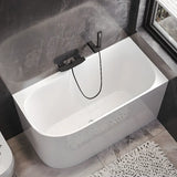 Freestanding White Lucite Rectangular 	Soaking Bathtub Image - 3