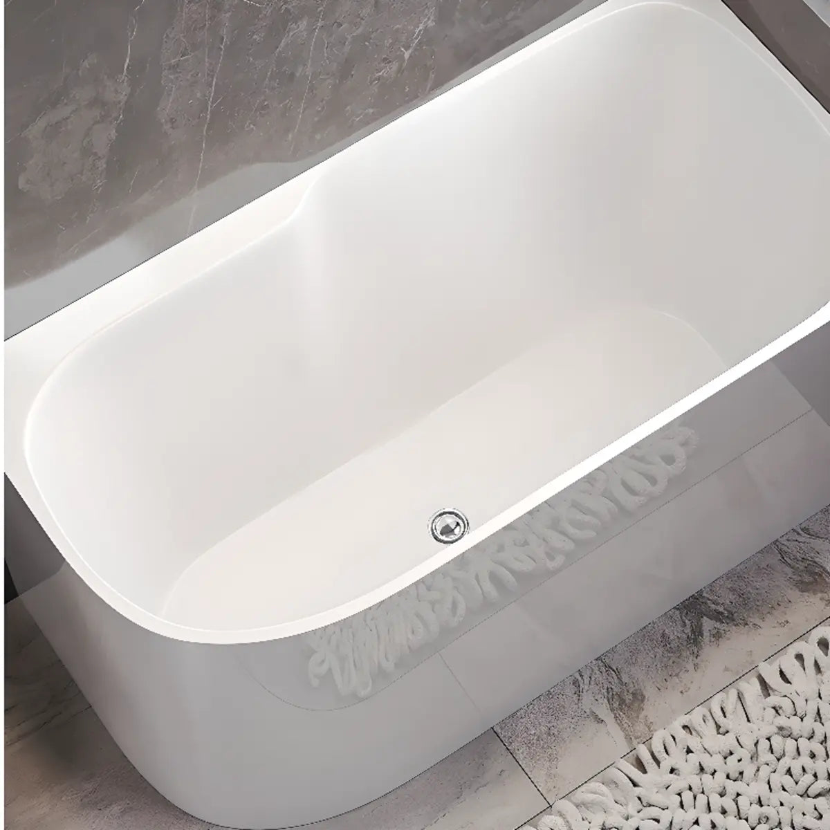 Freestanding White Lucite Rectangular 	Soaking Bathtub Image - 5