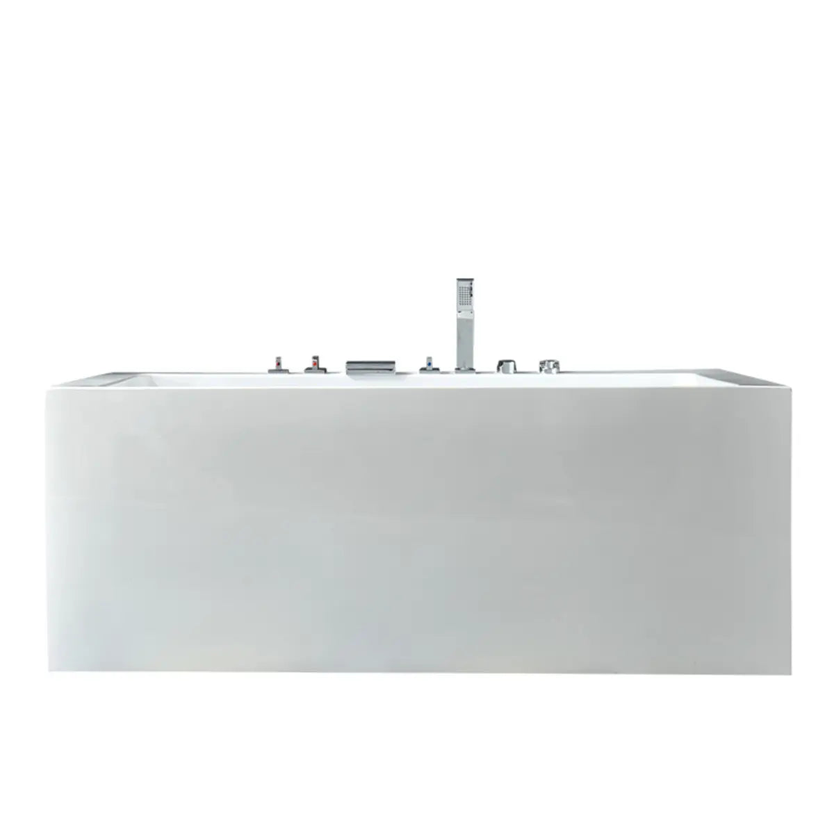 Freestanding White Rectangular Back to Wall Bathtub Image - 1