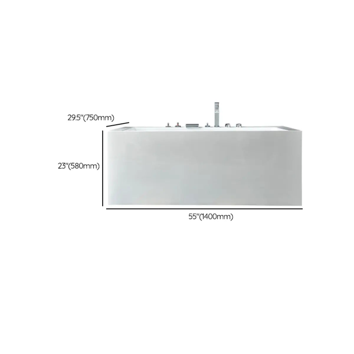 Freestanding White Rectangular Back to Wall Bathtub Image - 14