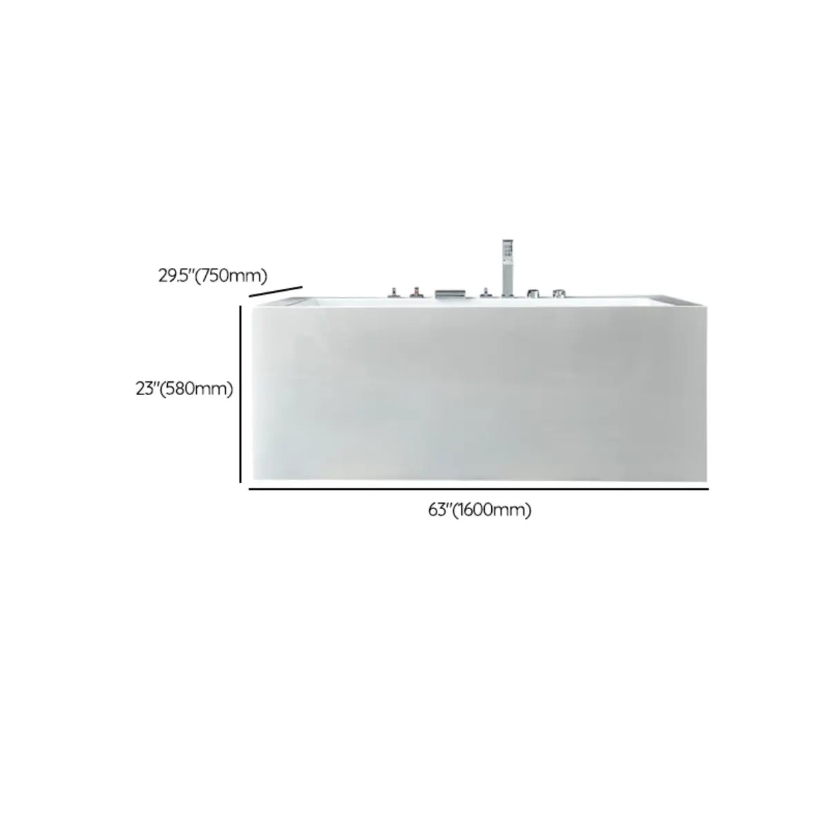 Freestanding White Rectangular Back to Wall Bathtub Image - 16