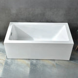 Freestanding White Rectangular Back to Wall Bathtub Image - 2