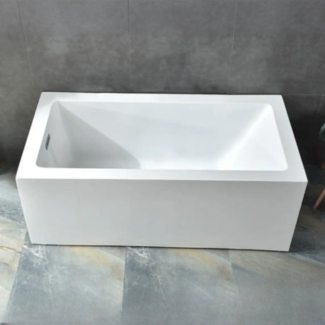 Freestanding White Rectangular Back to Wall Bathtub Image - 2