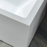 Freestanding White Rectangular Back to Wall Bathtub Image - 4