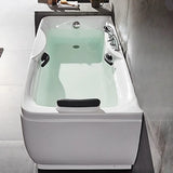 Freestanding White Rectangular PMMA Bathtub with Handles Image - 1