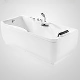 Freestanding White Rectangular PMMA Bathtub with Handles Image - 10