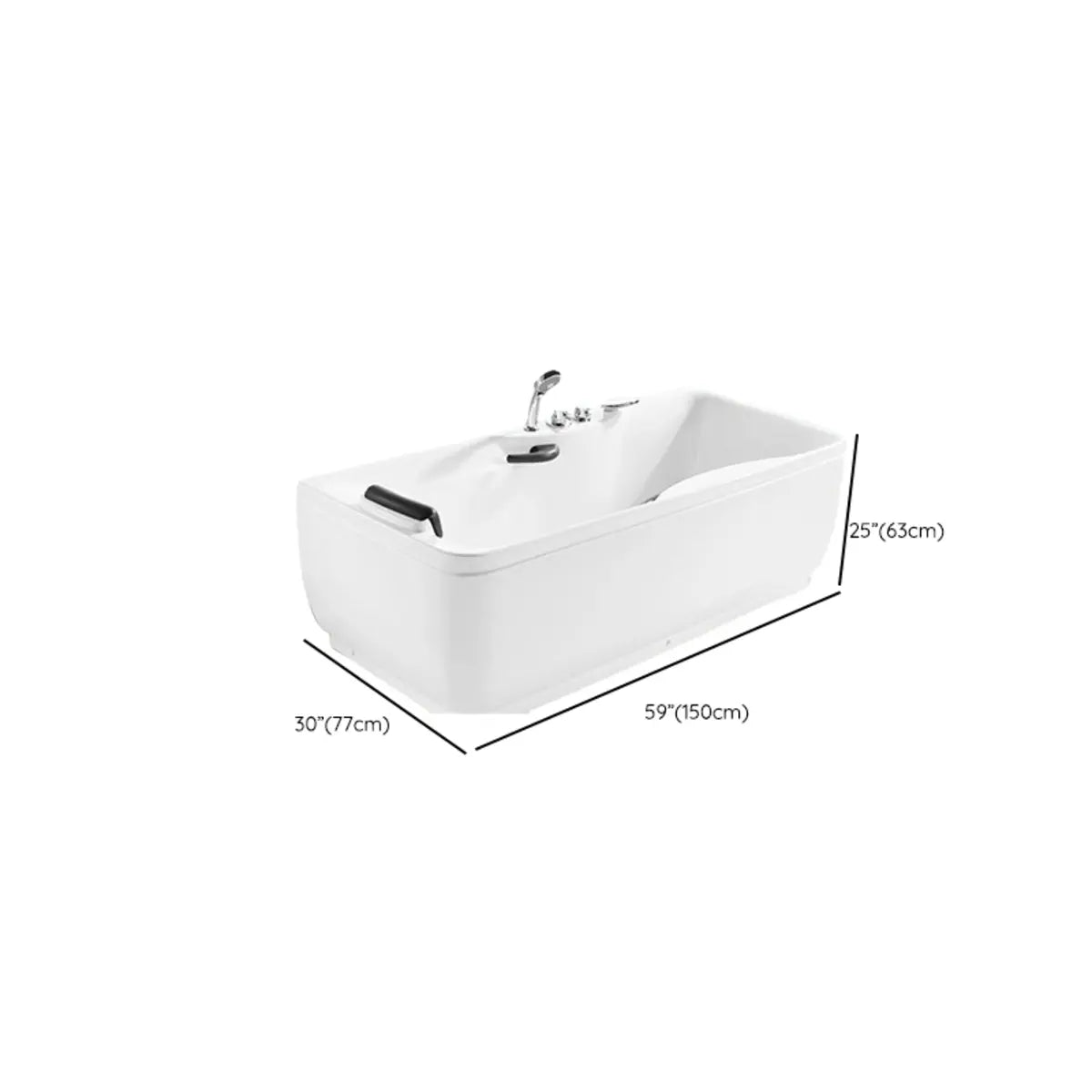 Freestanding White Rectangular PMMA Bathtub with Handles Image - 15