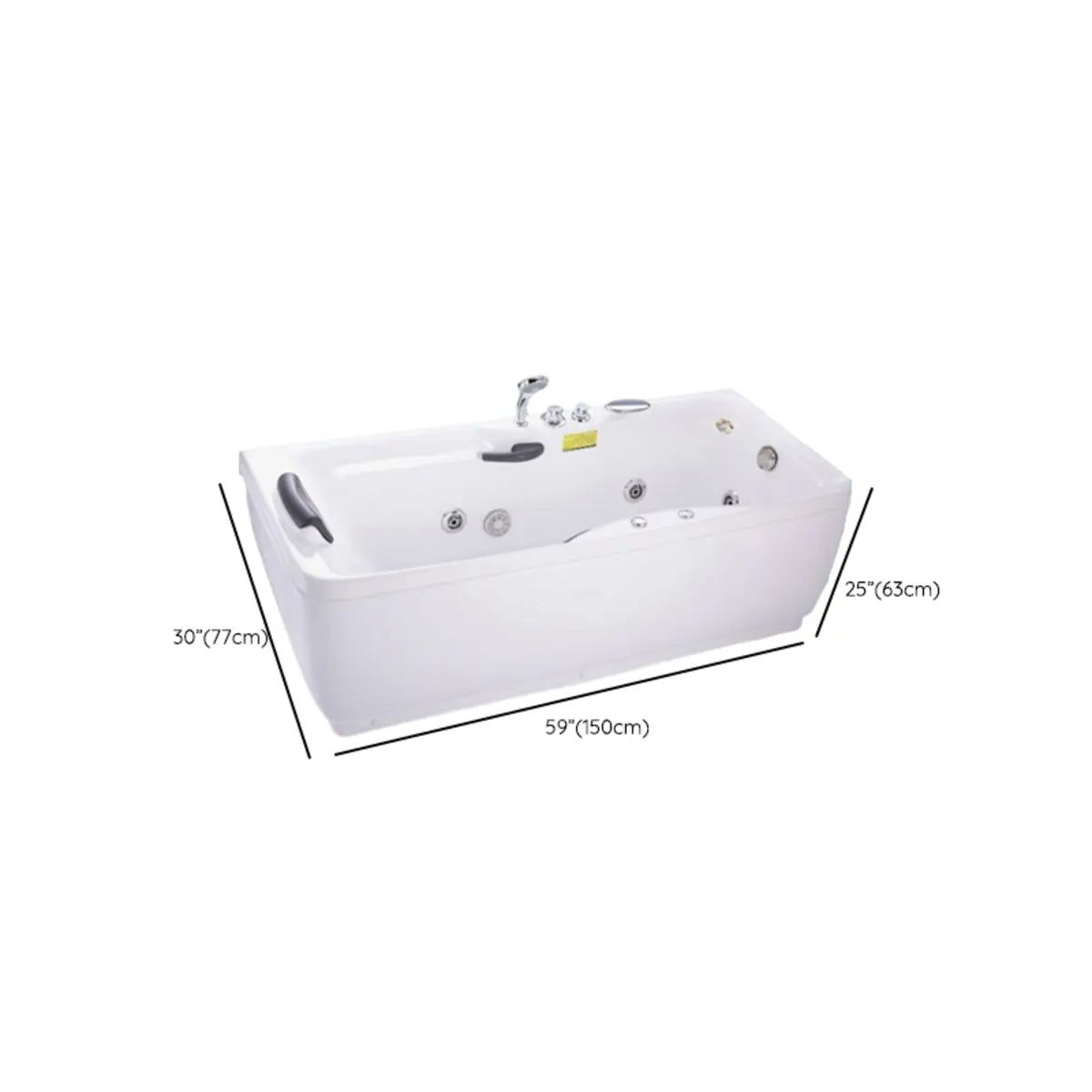 Freestanding White Rectangular PMMA Bathtub with Handles Image - 17