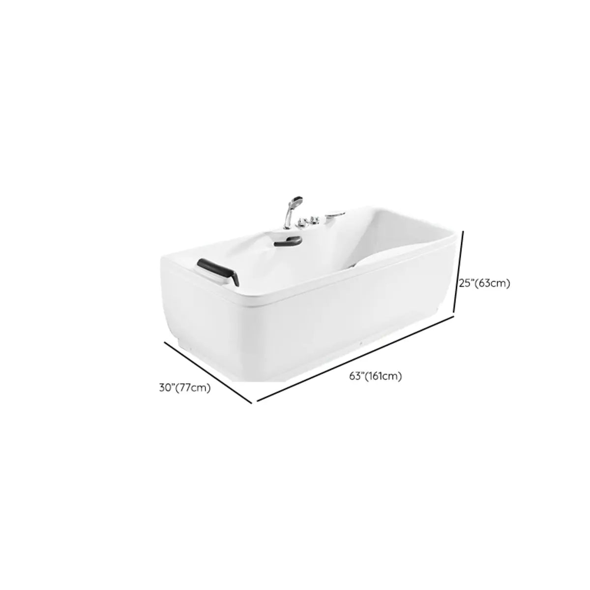 Freestanding White Rectangular PMMA Bathtub with Handles Image - 19