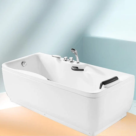 Freestanding White Rectangular PMMA Bathtub with Handles Image - 2