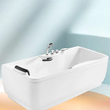 Freestanding White Rectangular PMMA Bathtub with Handles Image - 3