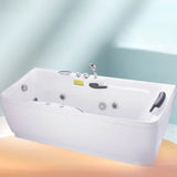 Freestanding White Rectangular PMMA Bathtub with Handles Image - 5