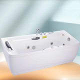 Freestanding White Rectangular PMMA Bathtub with Handles Image - 7