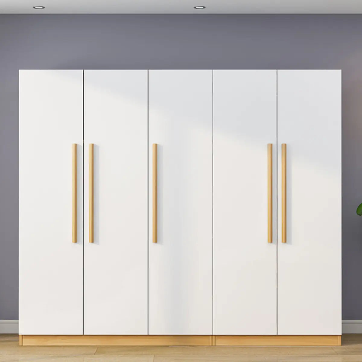 Freestanding White Storage Cabinet Wardrobe with Drawers Image - 1