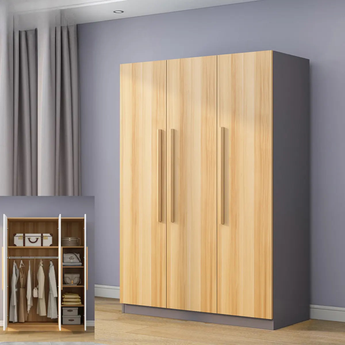 Freestanding White Storage Cabinet Wardrobe with Drawers Image - 19