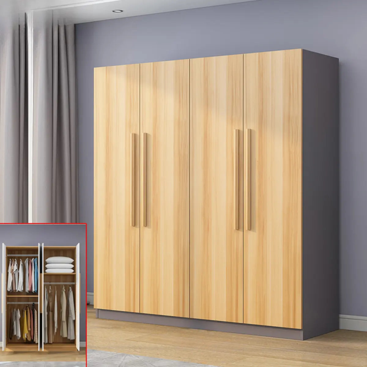 Freestanding White Storage Cabinet Wardrobe with Drawers Image - 22