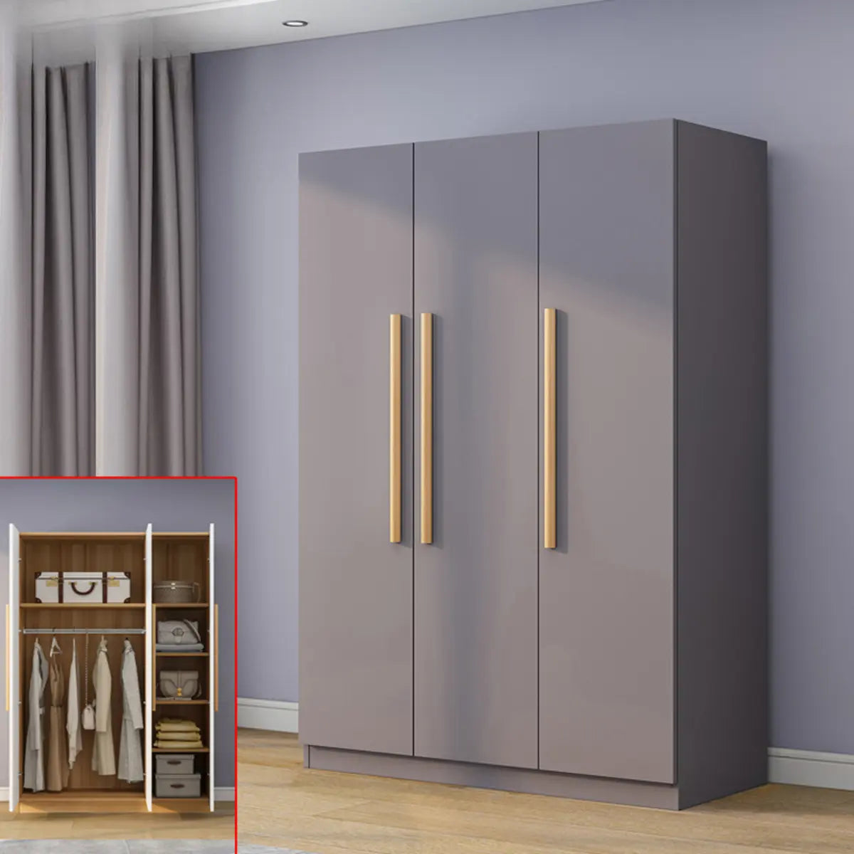 Freestanding White Storage Cabinet Wardrobe with Drawers Image - 33