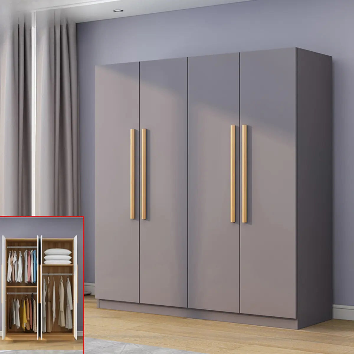 Freestanding White Storage Cabinet Wardrobe with Drawers Image - 38