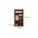 Freestanding Wood Brown Large Hinged Wardrobe with Shelves #size