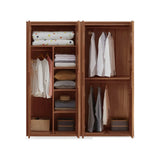 Freestanding Wood Brown Large Hinged Wardrobe with Shelves Image - 2