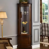 Freestanding Wood Glass Door Corner Display Wine Cabinet Image - 10