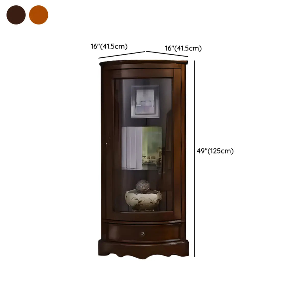 Freestanding Wood Glass Door Corner Display Wine Cabinet 