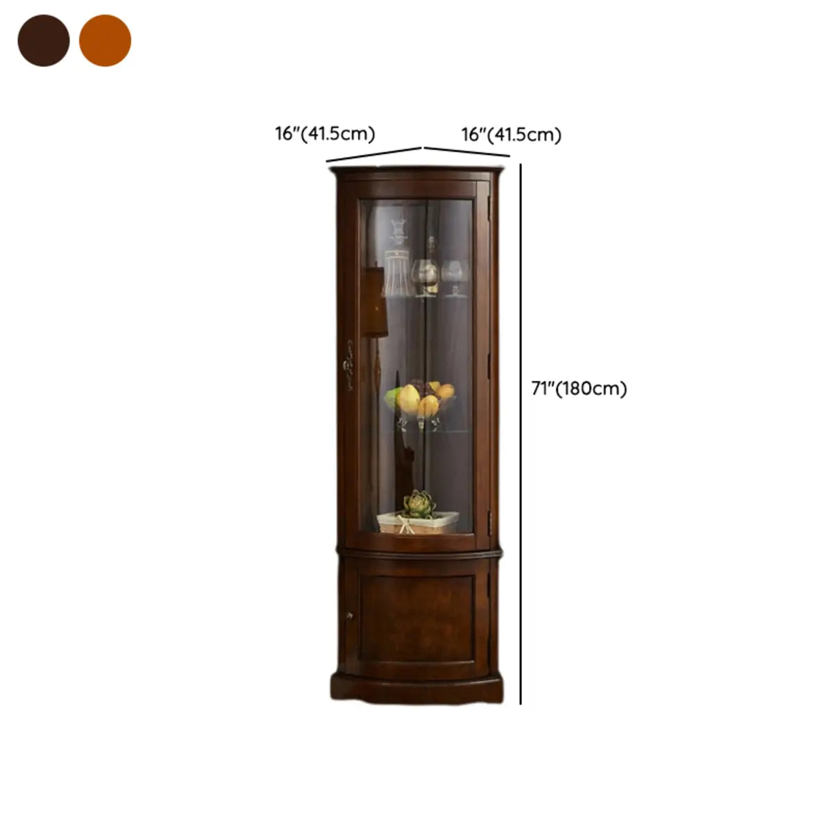 Freestanding Wood Glass Door Corner Display Wine Cabinet Image - 12