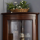 Freestanding Wood Glass Door Corner Display Wine Cabinet Image - 9