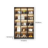 Freestanding Wood Grey Glass Door LED Display Cabinet Image - 23