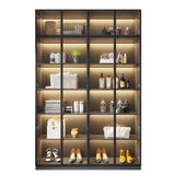 Freestanding Wood Grey Glass Door LED Display Cabinet Image - 5