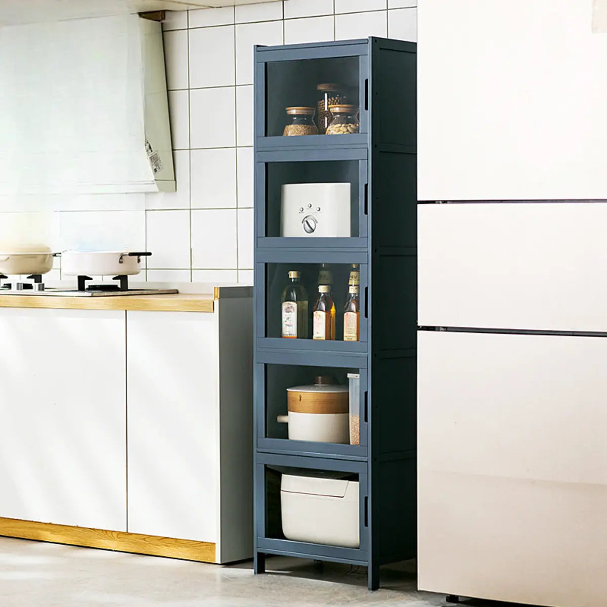 Freestanding Wood Kitchen Tall Storage China Cabinet Image - 9