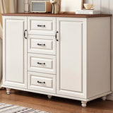 Freestanding Wood Slab White Medium Storage Buffet Image - 2