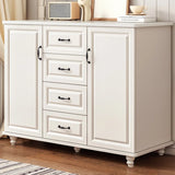 Freestanding Wood Slab White Medium Storage Buffet Image - 6