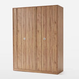 Freestanding Wood White Sliding Large Storage Wardrobe Image - 10