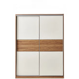 Freestanding Wood White Sliding Large Storage Wardrobe Image - 11