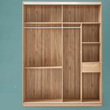 Freestanding Wood White Sliding Large Storage Wardrobe Image - 4