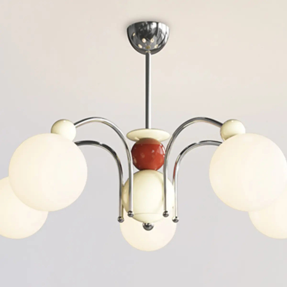 French Cream Globe Ceiling Residential 8-Bulb Chandelier Image - 10