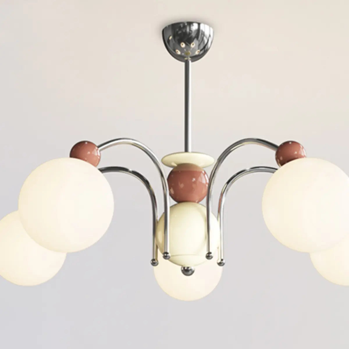 French Cream Globe Ceiling Residential 8-Bulb Chandelier Image - 11