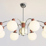 French Cream Globe Ceiling Residential 8-Bulb Chandelier Image - 12