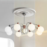 French Cream Globe Ceiling Residential 8-Bulb Chandelier Image - 15