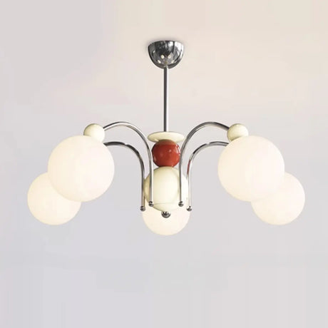 French Cream Globe Ceiling Residential 8-Bulb Chandelier Image - 2