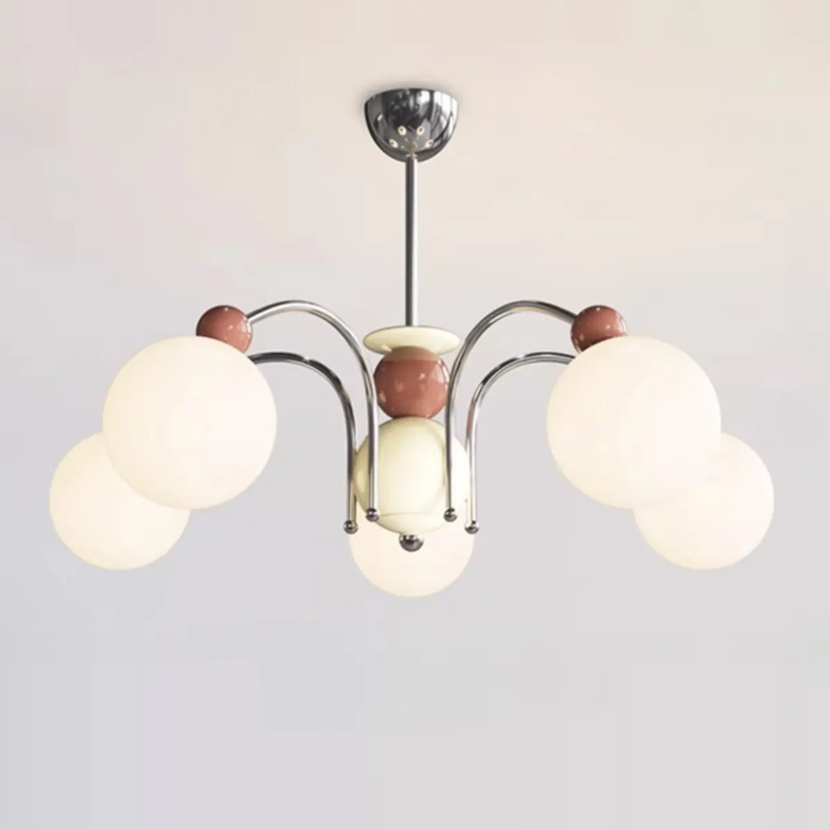 French Cream Globe Ceiling Residential 8-Bulb Chandelier Image - 3